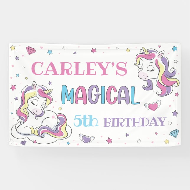 Pastel Rainbow Unicorn Birthday Party, Any Age Banner (Horizontal)