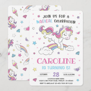 Pastel Rainbow Unicorn Birthday Party, Any Age Invitation