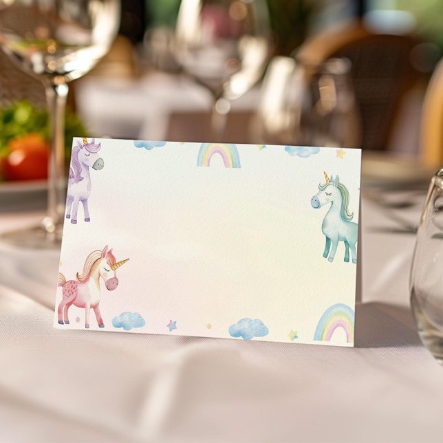 Pastel Rainbow Unicorn Food Tent Place Card (Creator Uploaded)