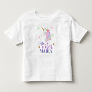 Pastel Rainbow Unicorn & Hearts Big Sister Toddler T-Shirt