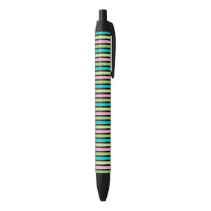 Pastel Rainbow Vertical Lines Geometric Pink Green Black Ink Pen