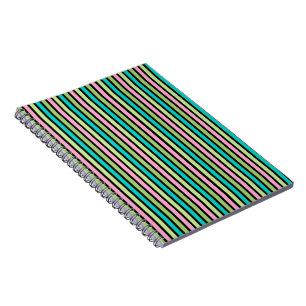 Pastel Rainbow Vertical Lines Geometric Pink Green Notebook