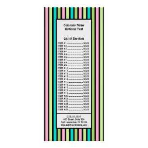 Pastel Rainbow Vertical Lines Geometric Pink Green Rack Card