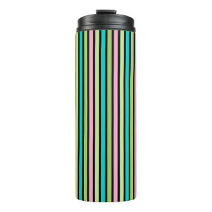 Pastel Rainbow Vertical Lines Geometric Pink Green Thermal Tumbler