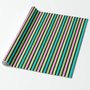 Pastel Rainbow Vertical Lines Geometric Pink Green Wrapping Paper