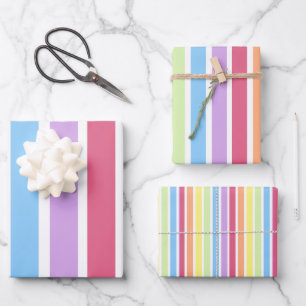 Pastel Rainbow Vertical Stripes Lines Wrapping Paper Sheet