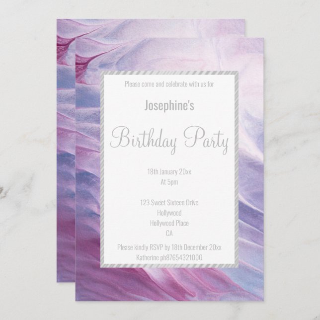PASTEL RAINBOW WASHED CLOUDS BIRTHDAY  INVITATION (Front/Back)