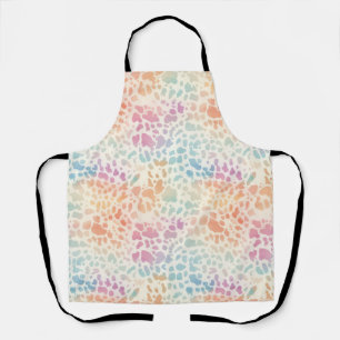 Pastel Rainbow Watercolor Leopard Print Apron