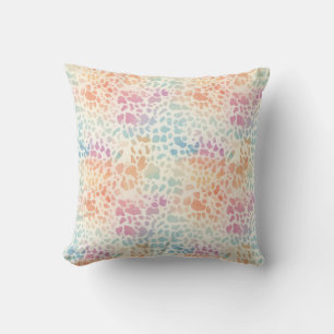 Pastel Rainbow Watercolor Leopard Print Cushion