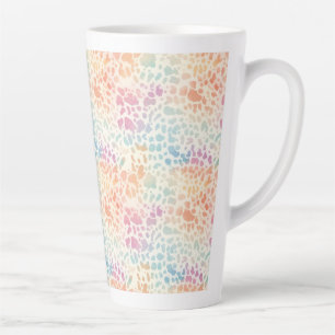 Pastel Rainbow Watercolor Leopard Print Latte Mug