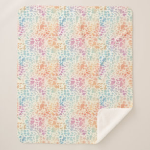 Pastel Rainbow Watercolor Leopard Print Sherpa Blanket