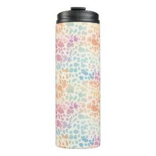 Pastel Rainbow Watercolor Leopard Print Thermal Tumbler