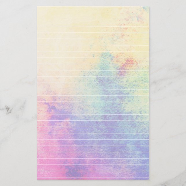 Pastel Rainbow Watercolor Lined Paper (Front)
