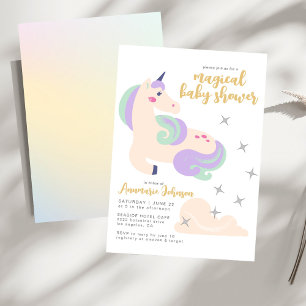 Pastel Rainbow Watercolor Unicorn Baby Shower Invitation