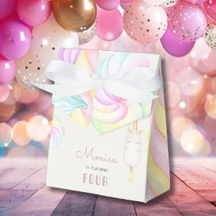 Pastel rainbow watercolor unicorn sweet birthday favour box