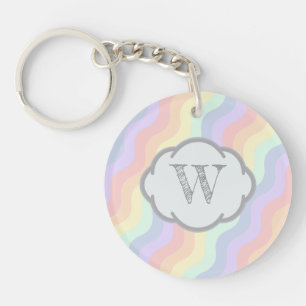 Pastel Rainbow Waves Acrylic Keychain