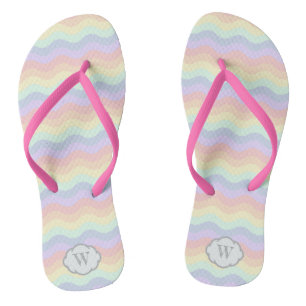 Pastel Rainbow Waves Flip Flops