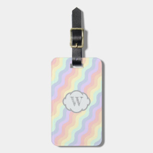 Pastel Rainbow Waves Luggage Tag