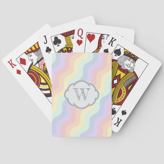 Pastel Rainbow Waves Playing Cards (Back)