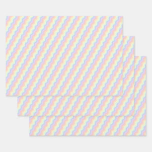 Pastel Rainbow Waves Wrapping Paper Set