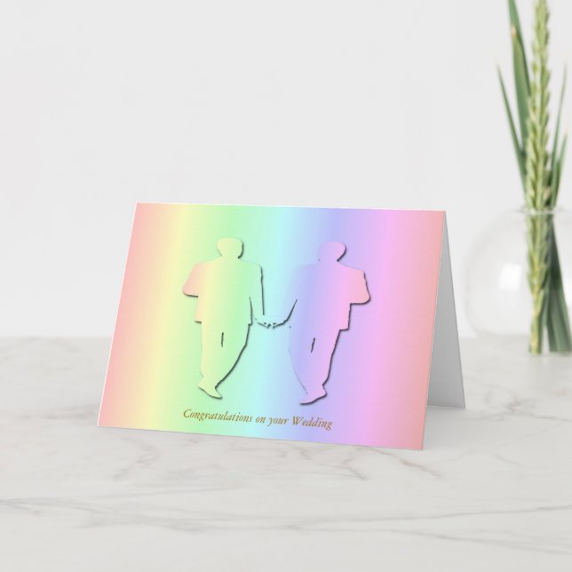 Pastel Rainbow Wedding Card for Gay Men (Front)