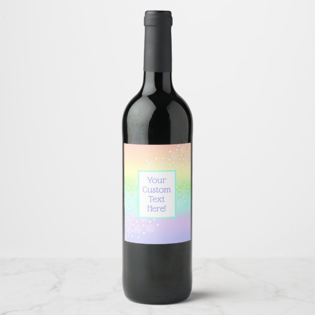 Pastel Rainbow Wedding Custom Wine Labels (Front)