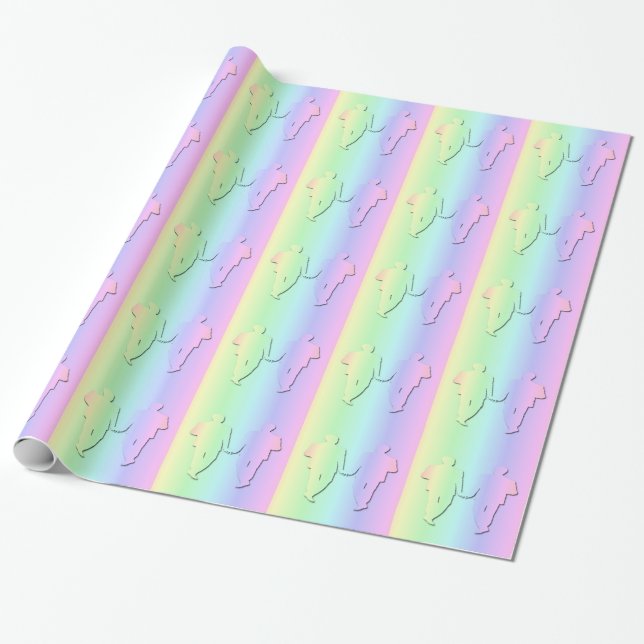 Pastel Rainbow Wedding Giftwrap for Gay Men Wrapping Paper (Unrolled)
