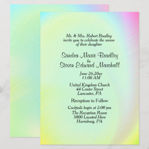 Pastel Rainbow Wedding Invitation with Reception