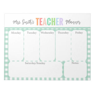 Pastel Rainbow Weekly Teacher Planner Notepad