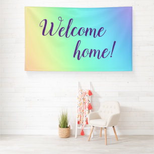 Pastel Rainbow Welcome Home Banner