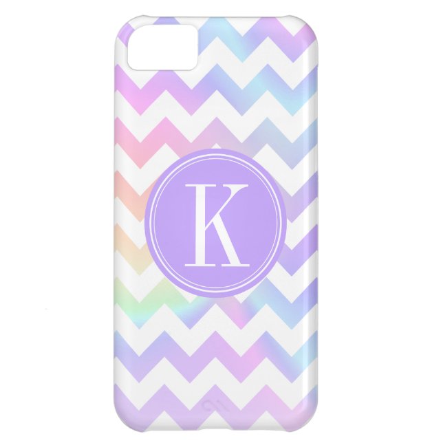 Pastel Rainbow White Chevron Custom Monogram Case-Mate iPhone Case (Back)