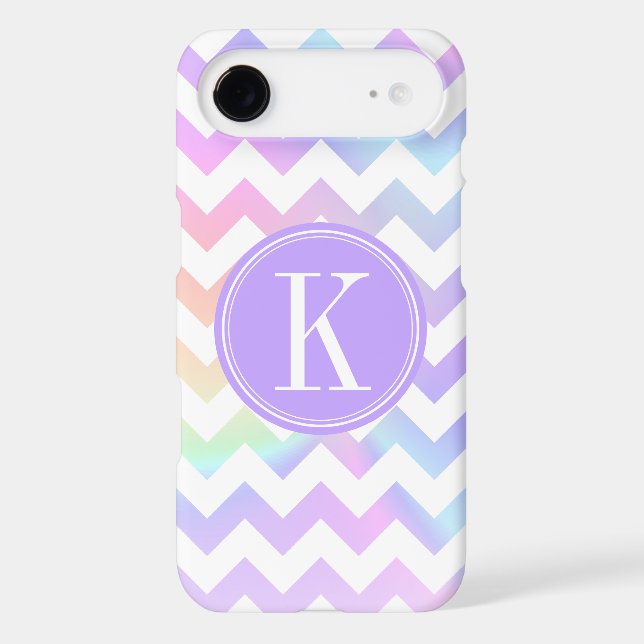 Pastel Rainbow White Chevron Custom Monogram Case-Mate iPhone Case (Back)