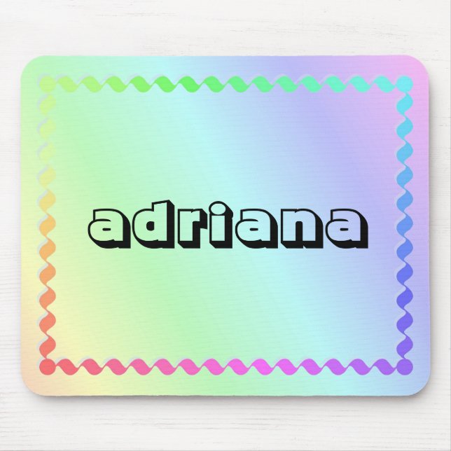 Pastel Rainbow Your Name Computer Mouse Pad (Front)