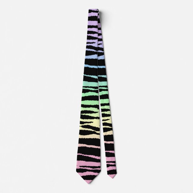 Pastel Rainbow 🦓 Zebra Stripes Tie (Front)