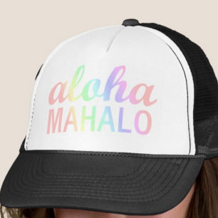 Pastel Rainbows Aloha Mahalo Hawaiian Trucker Hat