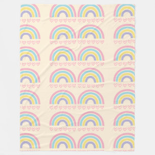 Pastel rainbows and hearts fleece blanket