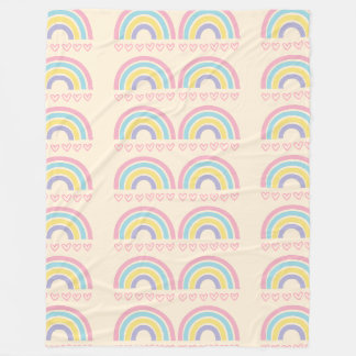 Pastel rainbows and hearts fleece blanket