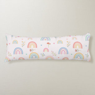Pastel Rainbows Girly Wildflowers & Hearts Body Cushion