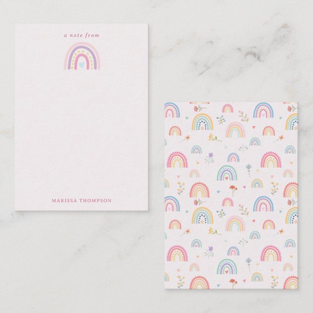 Pastel Rainbows Girly Wildflowers & Hearts Card (Front/Back)