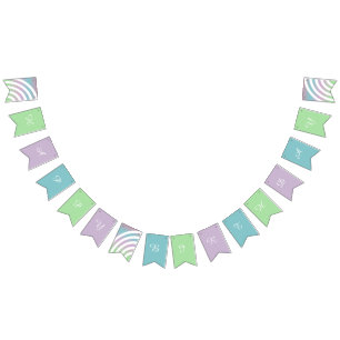 Pastel Rainbows Happy Birthday Bunting Flags
