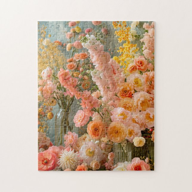 Pastel Ranunculus, Freesia and Dahlia Bouquets Jigsaw Puzzle (Vertical)