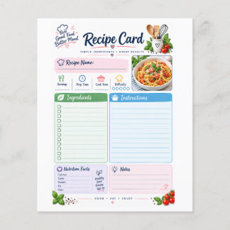 Pastel Recipe Card – Cute Kitchen Recipe Organiser