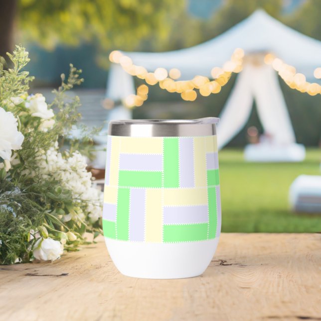Pastel Rectangles Pattern White Dashed Lines (Wedding)