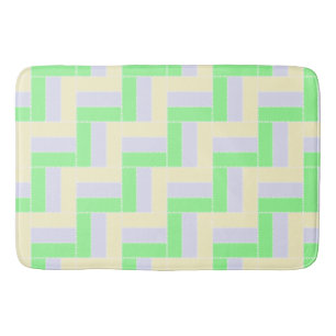 Pastel Rectangles Pattern White Dashed Lines Bath Mat