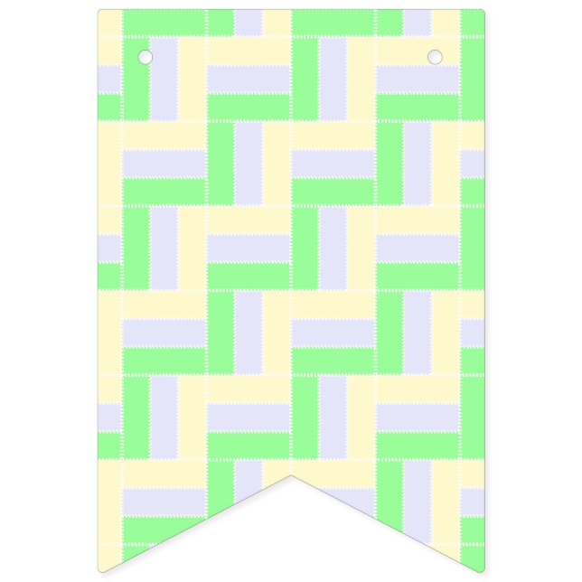 Pastel Rectangles Pattern White Dashed Lines Bunting (First Flag)