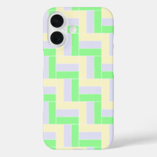Pastel Rectangles Pattern White Dashed Lines iPhone 16 Case