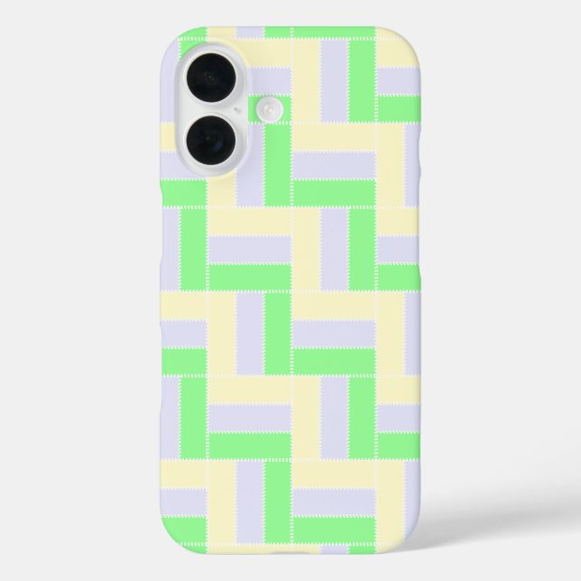 Pastel Rectangles Pattern White Dashed Lines Case-Mate iPhone Case (Back)