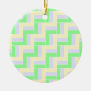 Pastel Rectangles Pattern White Dashed Lines Ceramic Ornament