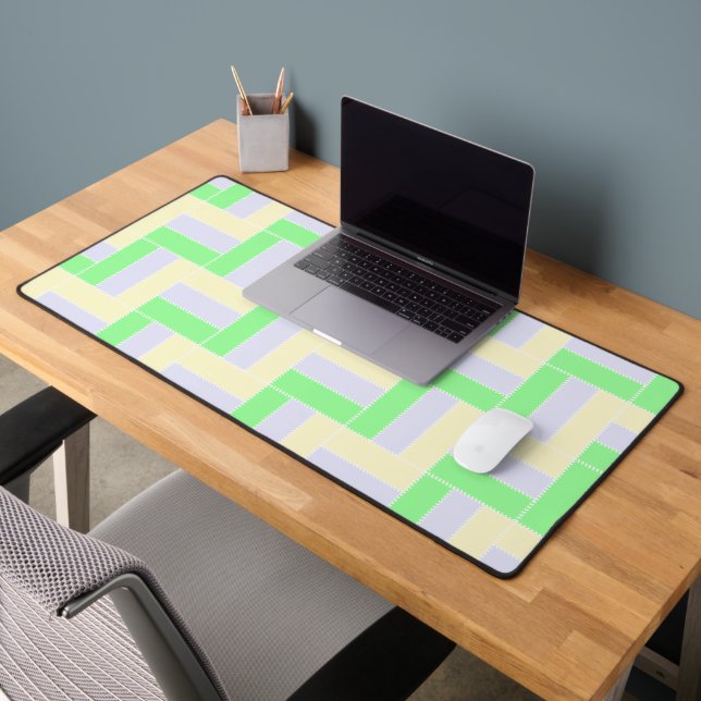 Pastel Rectangles Pattern White Dashed Lines Desk Mat (Office 2)