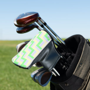Pastel Rectangles Pattern White Dashed Lines Golf Head Cover